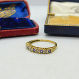 9ct Yellow Gold , Amethyst & Diamond Half-Eternity Ring Vintage c1970 Birmingham