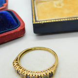 9ct Yellow Gold , Amethyst & Diamond Half-Eternity Ring Vintage c1970 Birmingham