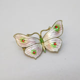 Sterling Silver Guilloche Enamel Butterfy Brooch Antique 1913 Birmingham Deco