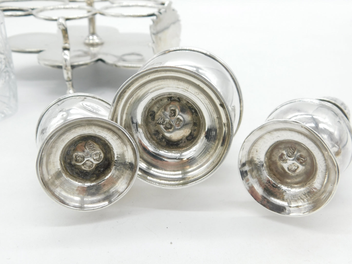 George II Sterling Silver Cut Glass Five-Piece Cruet Set Antique 1751 London