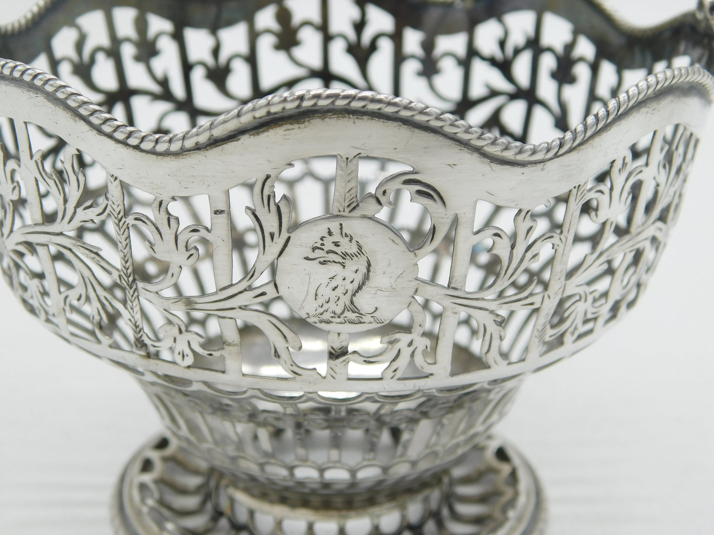 George III Sterling Silver Crested Swing Handle Basket Antique 1771 London