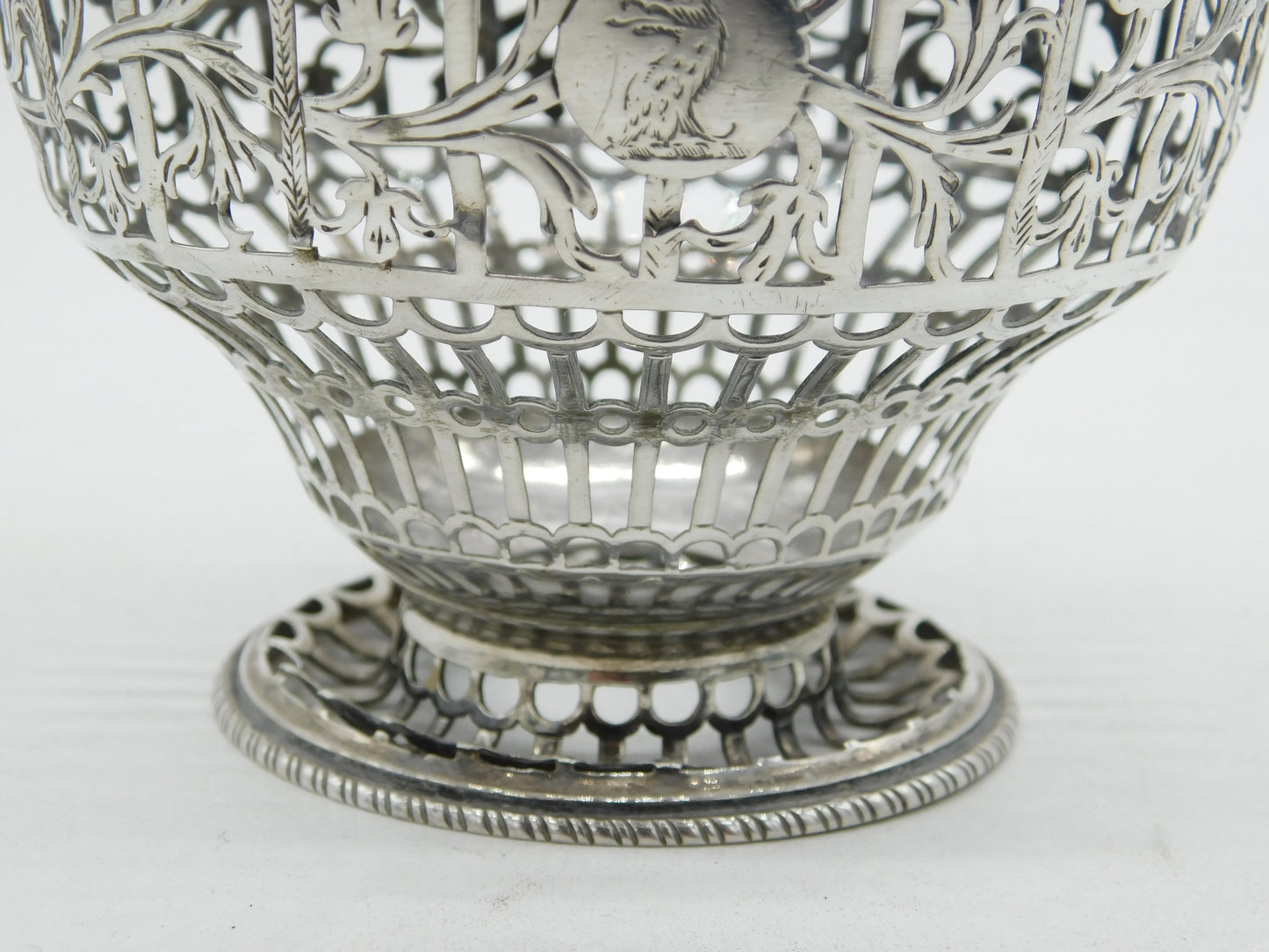 George III Sterling Silver Crested Swing Handle Basket Antique 1771 London