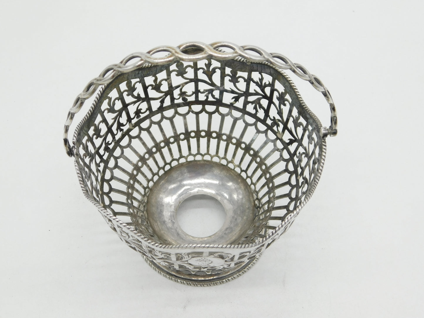 George III Sterling Silver Crested Swing Handle Basket Antique 1771 London