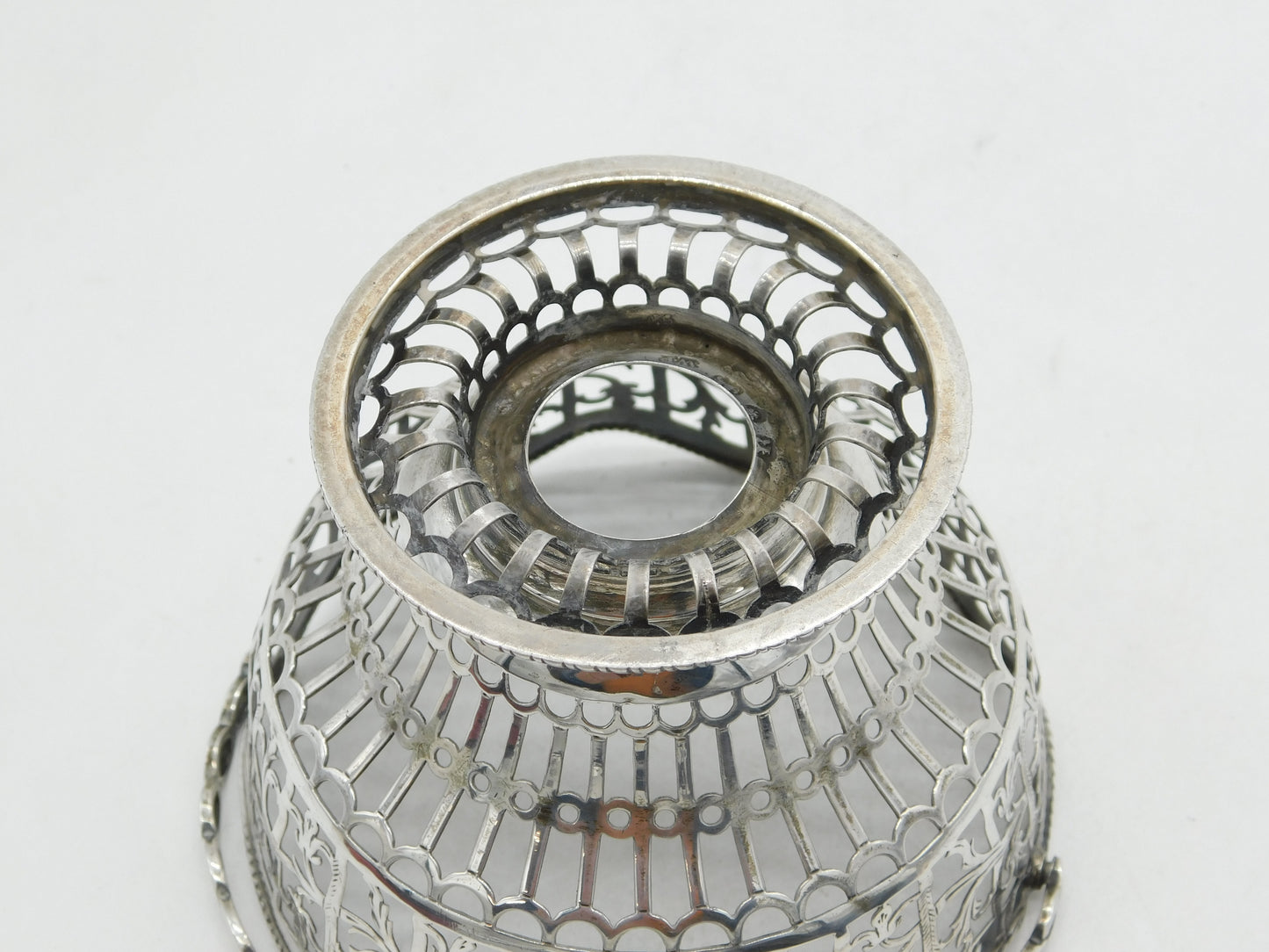 George III Sterling Silver Crested Swing Handle Basket Antique 1771 London
