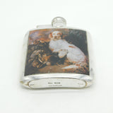 Sterling Silver Enamel Spaniel Gun Dog Hip Flask Antique 1930 Birmingham Deco