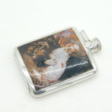 Sterling Silver Enamel Spaniel Gun Dog Hip Flask Antique 1930 Birmingham Deco