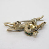 Victorian Sterling Silver, Gold & Paste Horse Racing Brooch Antique c1890