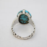 Austro-Hungarian Sterling Silver Cabochon Turquoise Set Dress Ring Antique c1920 Art Deco