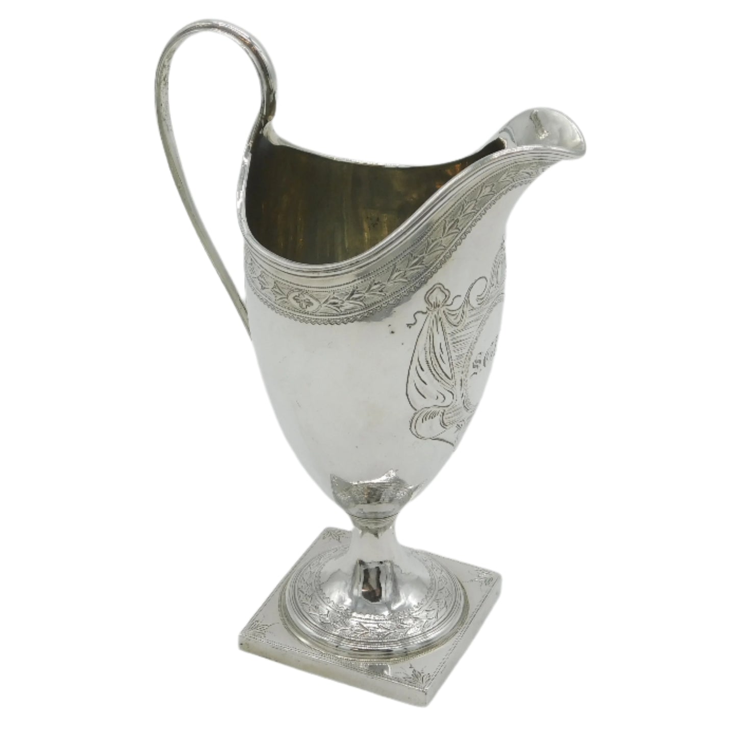 George III Sterling Silver Floral Pattern Pedestal Cream Jug Antique 1791 London