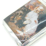 Sterling Silver Enamel Spaniel Gun Dog Hip Flask Antique 1930 Birmingham Deco