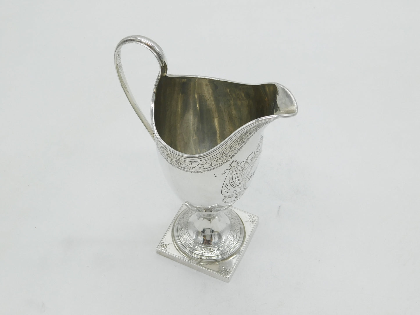 George III Sterling Silver Floral Pattern Pedestal Cream Jug Antique 1791 London