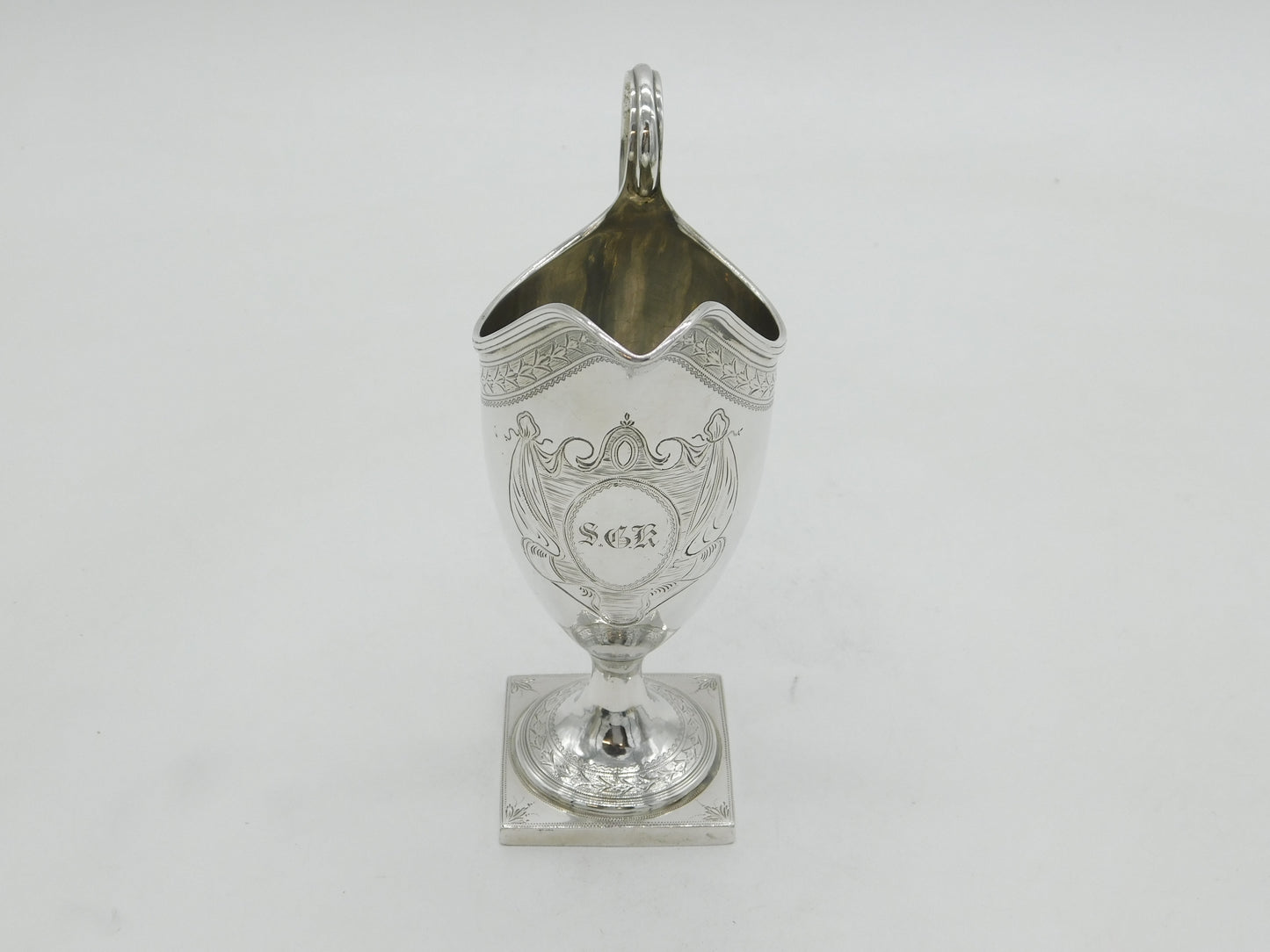 George III Sterling Silver Floral Pattern Pedestal Cream Jug Antique 1791 London