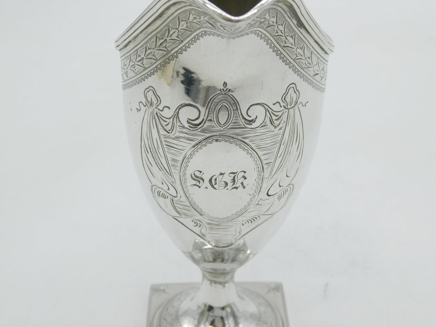 George III Sterling Silver Floral Pattern Pedestal Cream Jug Antique 1791 London