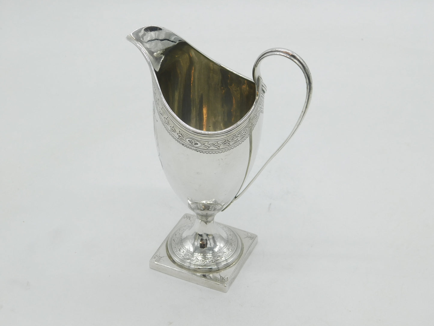 George III Sterling Silver Floral Pattern Pedestal Cream Jug Antique 1791 London