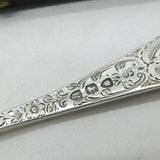 Victorian Boxed Sterling Silver Picture Back Christening Cutlery Antique 1892 London