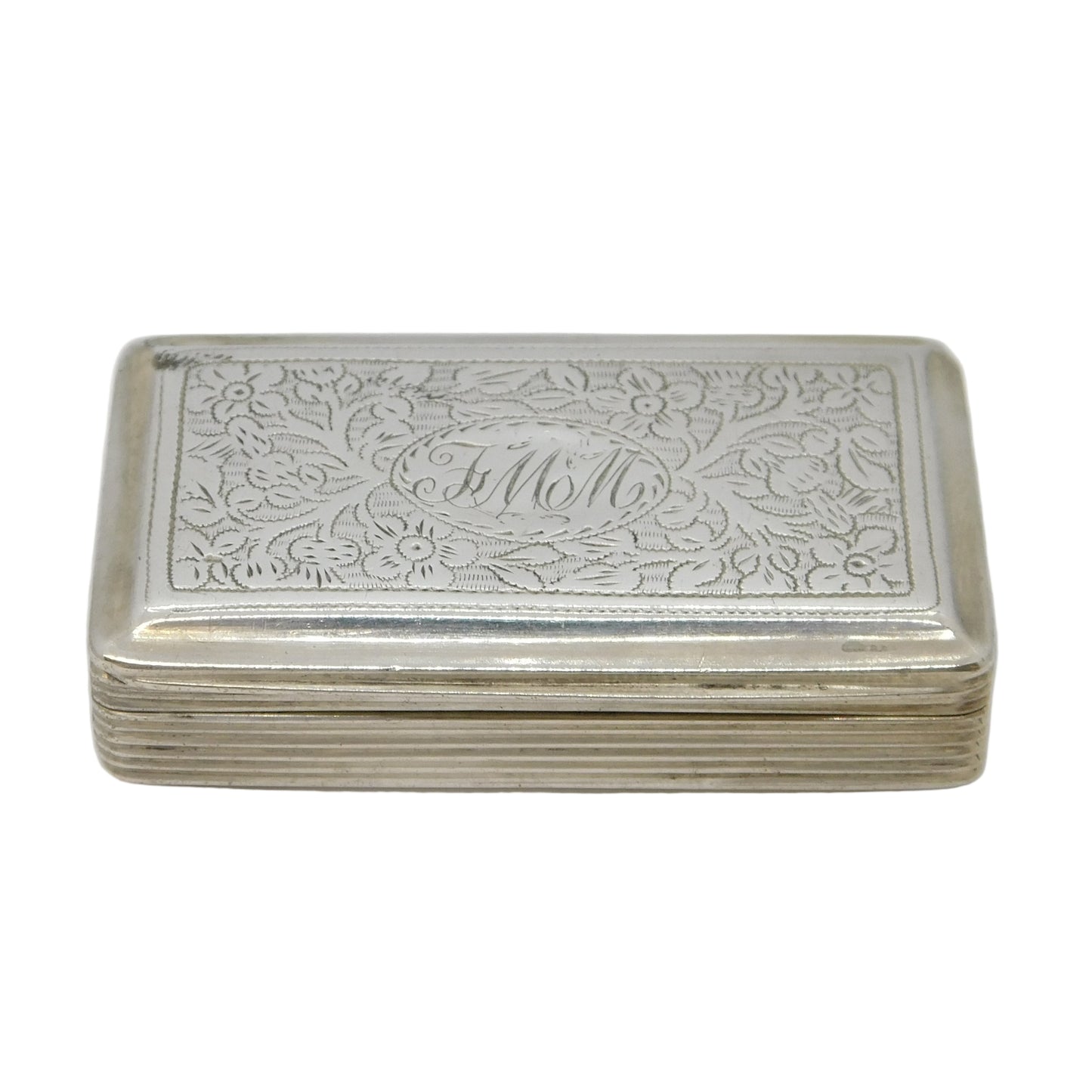 William IV Sterling Silver Floral Pattern Snuff Box Antique 1835 Birmingham