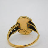 Navajo 14ct Yellow Gold Cabochon Turquoise Signet Ring Vintage c1970