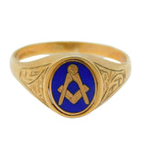 9ct Yellow Gold Enamel Masonic Spinning Signet Ring Vintage 1991 Birmingham