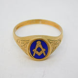 9ct Yellow Gold Enamel Masonic Spinning Signet Ring Vintage 1991 Birmingham