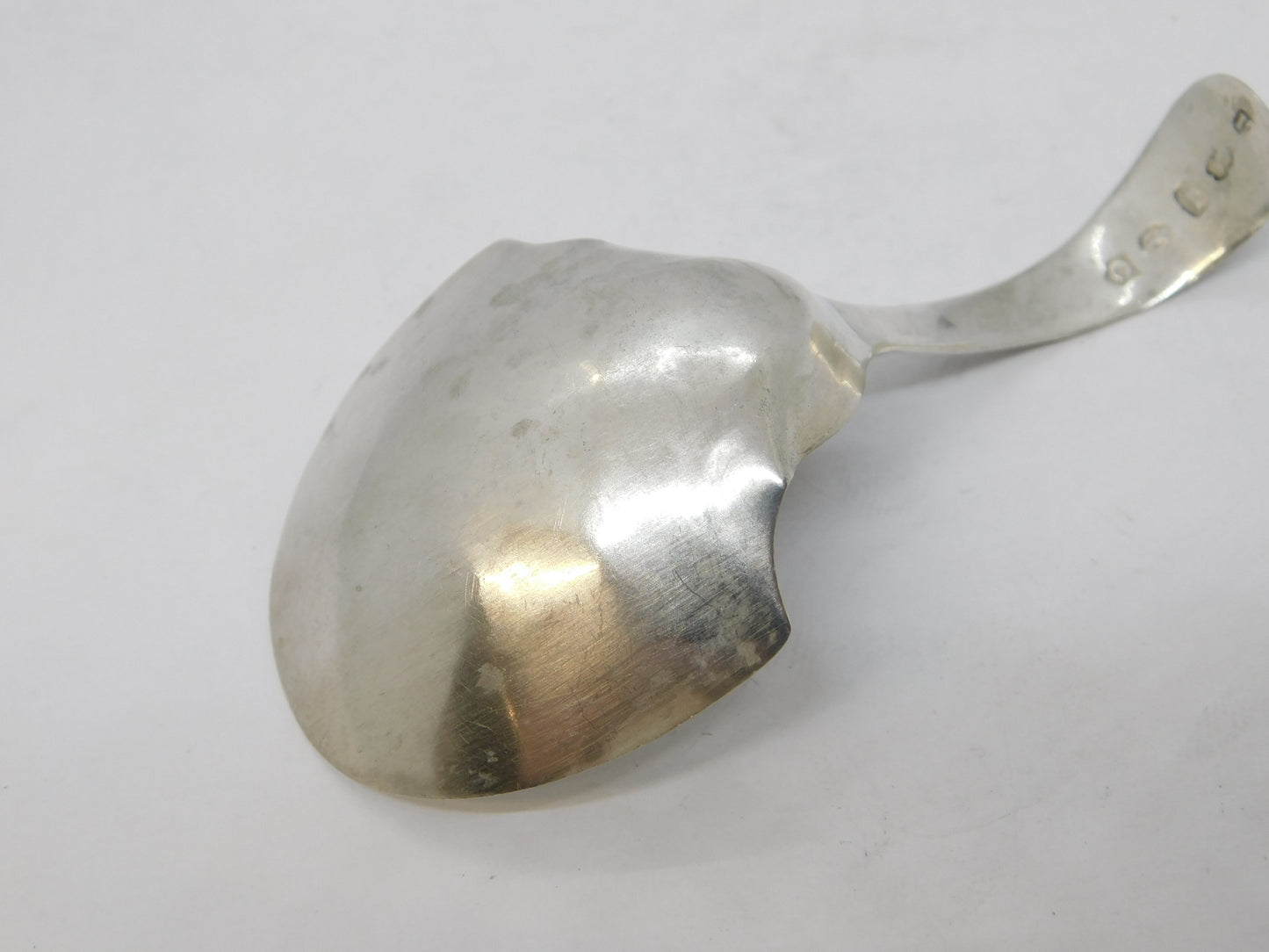 George III Sterling Silver Bright Cut Tea Caddy Spoon Antique 1800 Birmingham