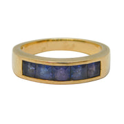 9ct Yellow Gold Five-Stone Tanzanite Set Band Ring Vintage 1995 London