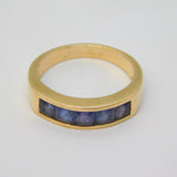 9ct Yellow Gold Five-Stone Tanzanite Set Band Ring Vintage 1995 London