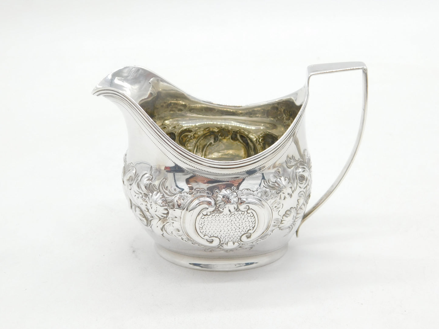 George III Sterling Silver Floral Pattern Cream Jug Antique 1807 London