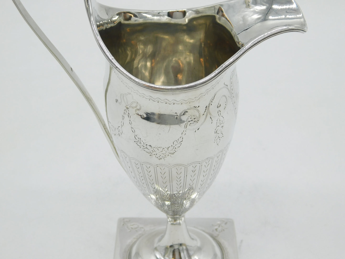 George III Sterling Silver Floral Pattern Pedestal Cream Jug Antique 1790 London