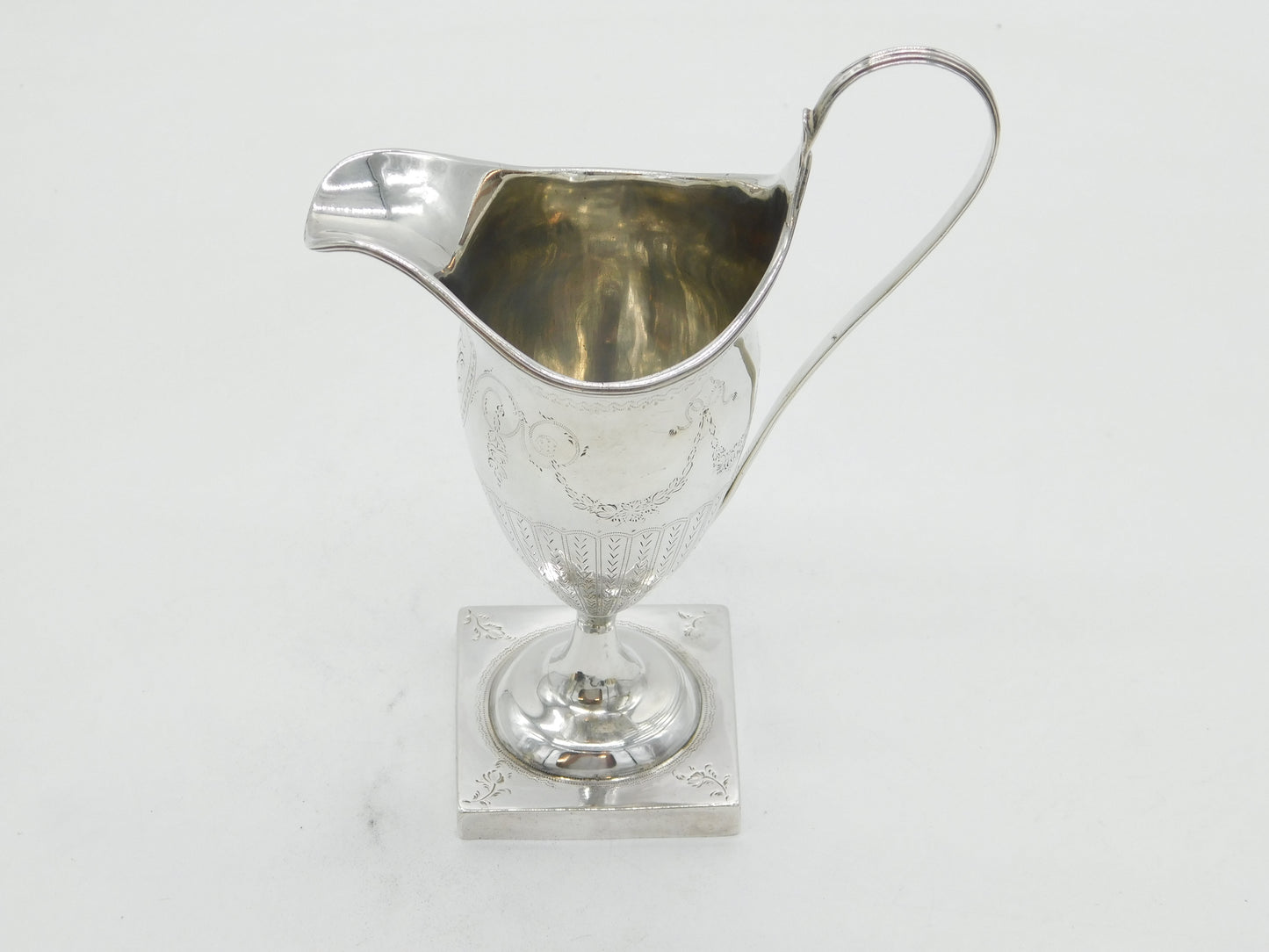 George III Sterling Silver Floral Pattern Pedestal Cream Jug Antique 1790 London