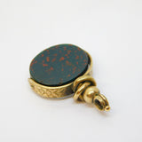 Victorian 9ct Gold Topped Bloodstone Spinner Fob Pendant Antique c1890