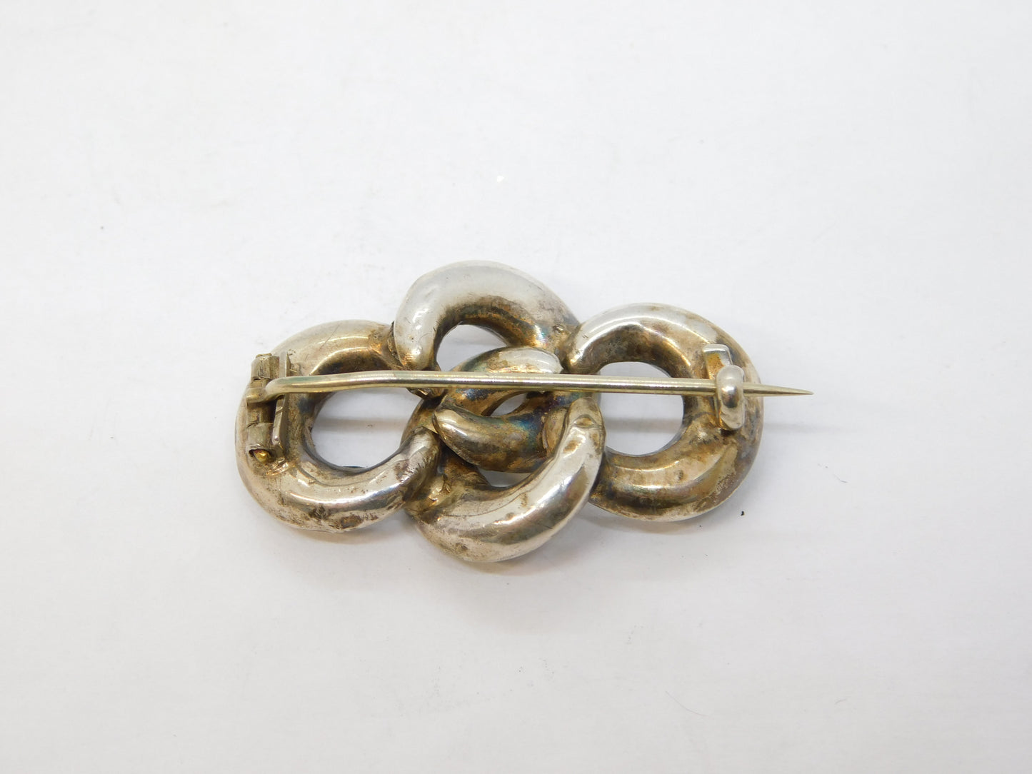 Victorian Scottish Sterling Silver Green Malachite Knotted Brooch Antique c1860
