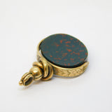 Victorian 9ct Gold Topped Bloodstone Spinner Fob Pendant Antique c1890