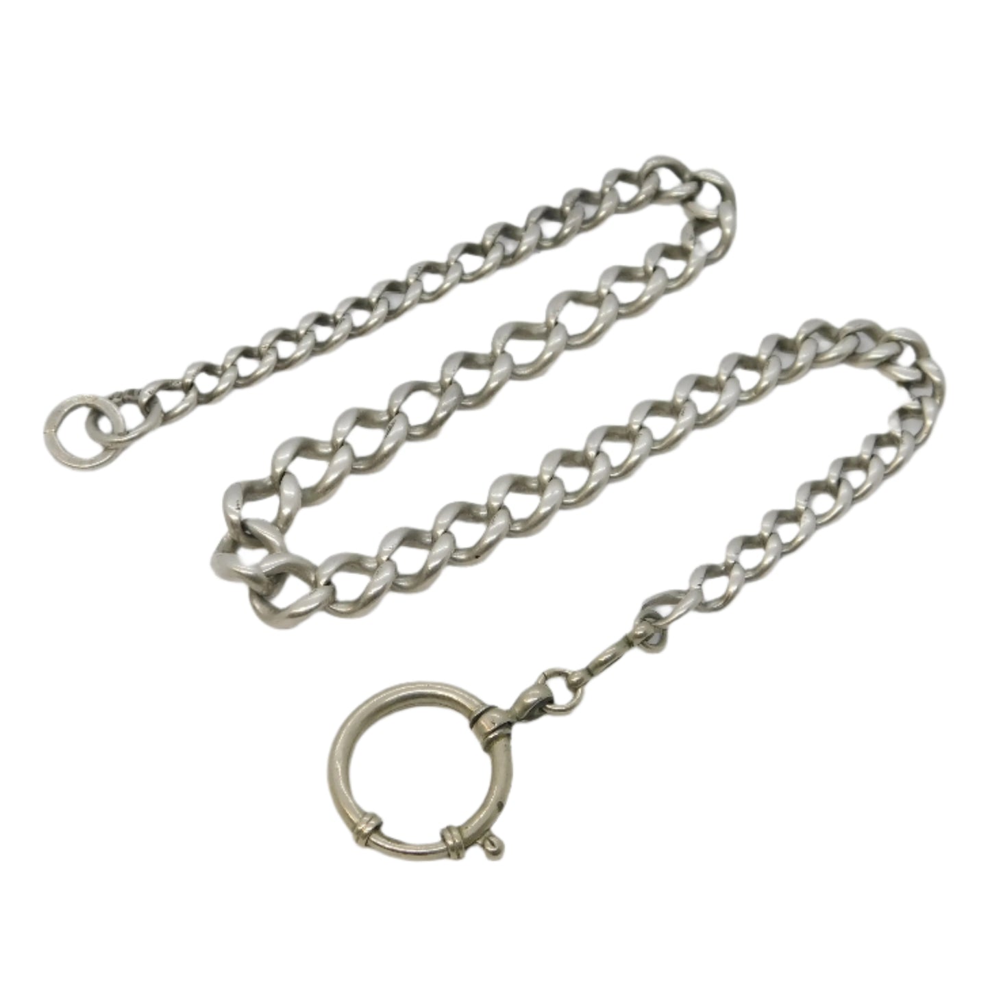 Victorian Sterling Silver Graduating Albert Watch Chain Antique c1890