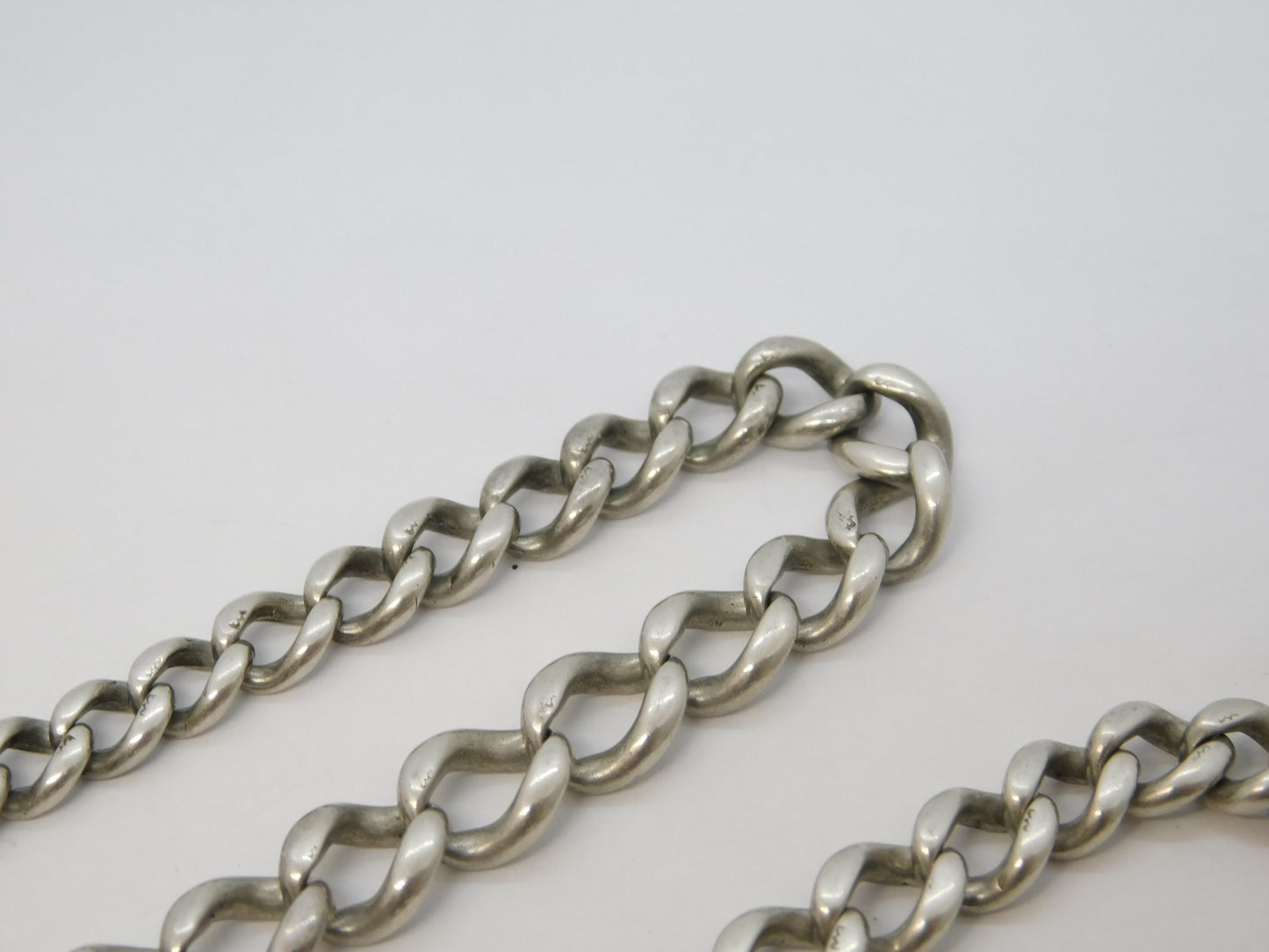Victorian Sterling Silver Graduating Albert Watch Chain Antique c1890
