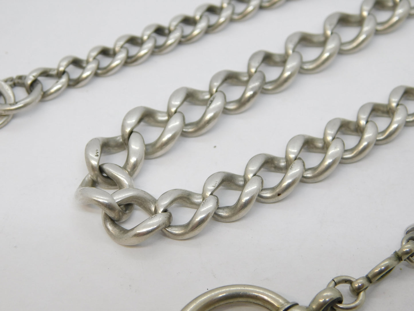 Victorian Sterling Silver Graduating Albert Watch Chain Antique c1890