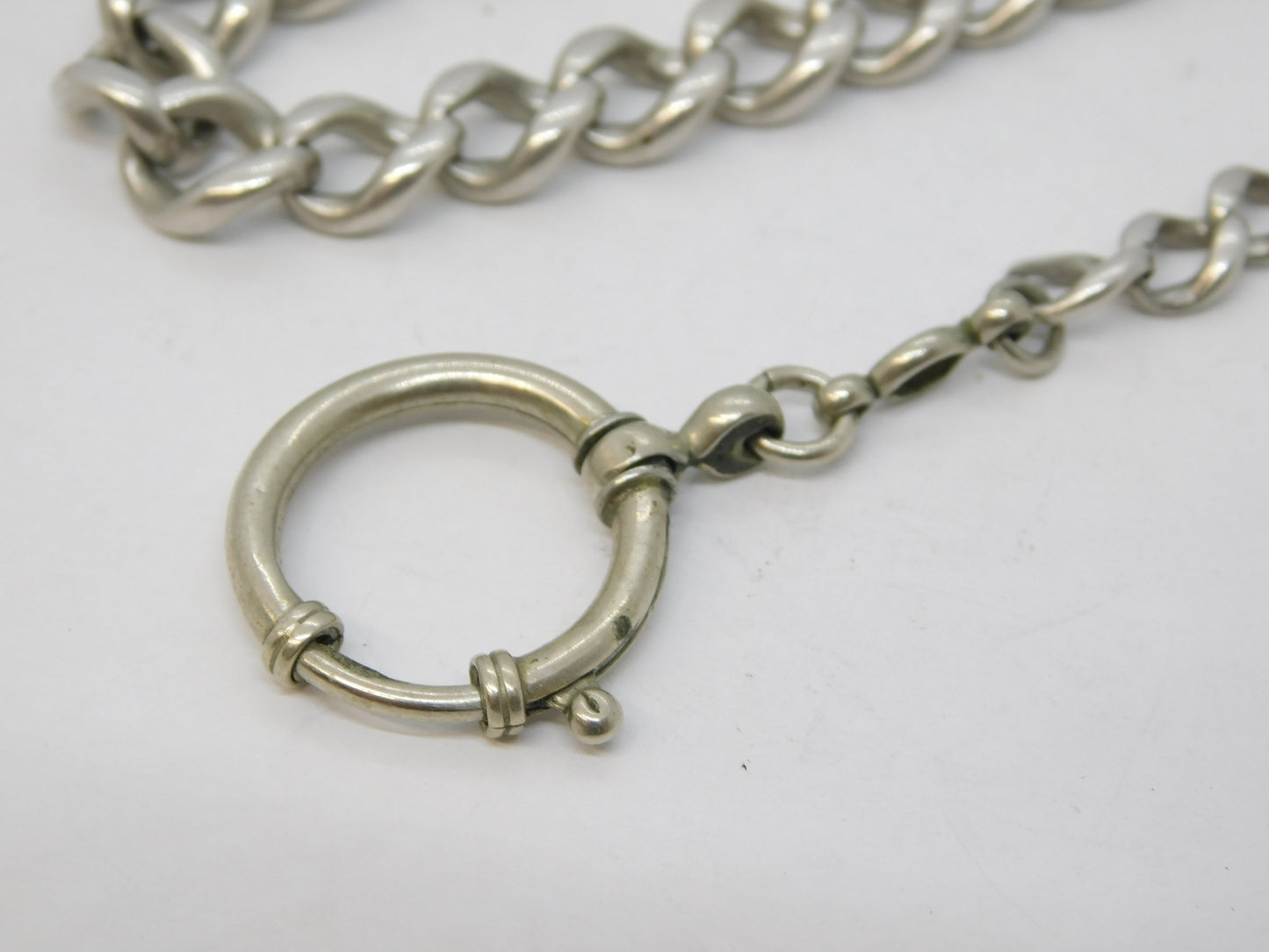 Victorian Sterling Silver Graduating Albert Watch Chain Antique c1890
