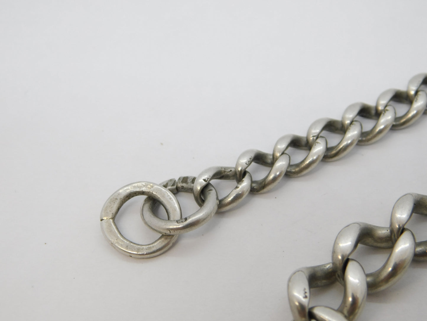 Victorian Sterling Silver Graduating Albert Watch Chain Antique c1890
