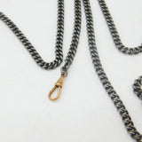 Victorian Cut Steel Chatelaine with Rolled Gold Dog Clips Antique c1860
