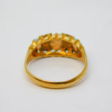 Victorian 18ct Yellow Gold, Three-Stone Opal & Ruby Boat Ring Antique 1901 Birmingham