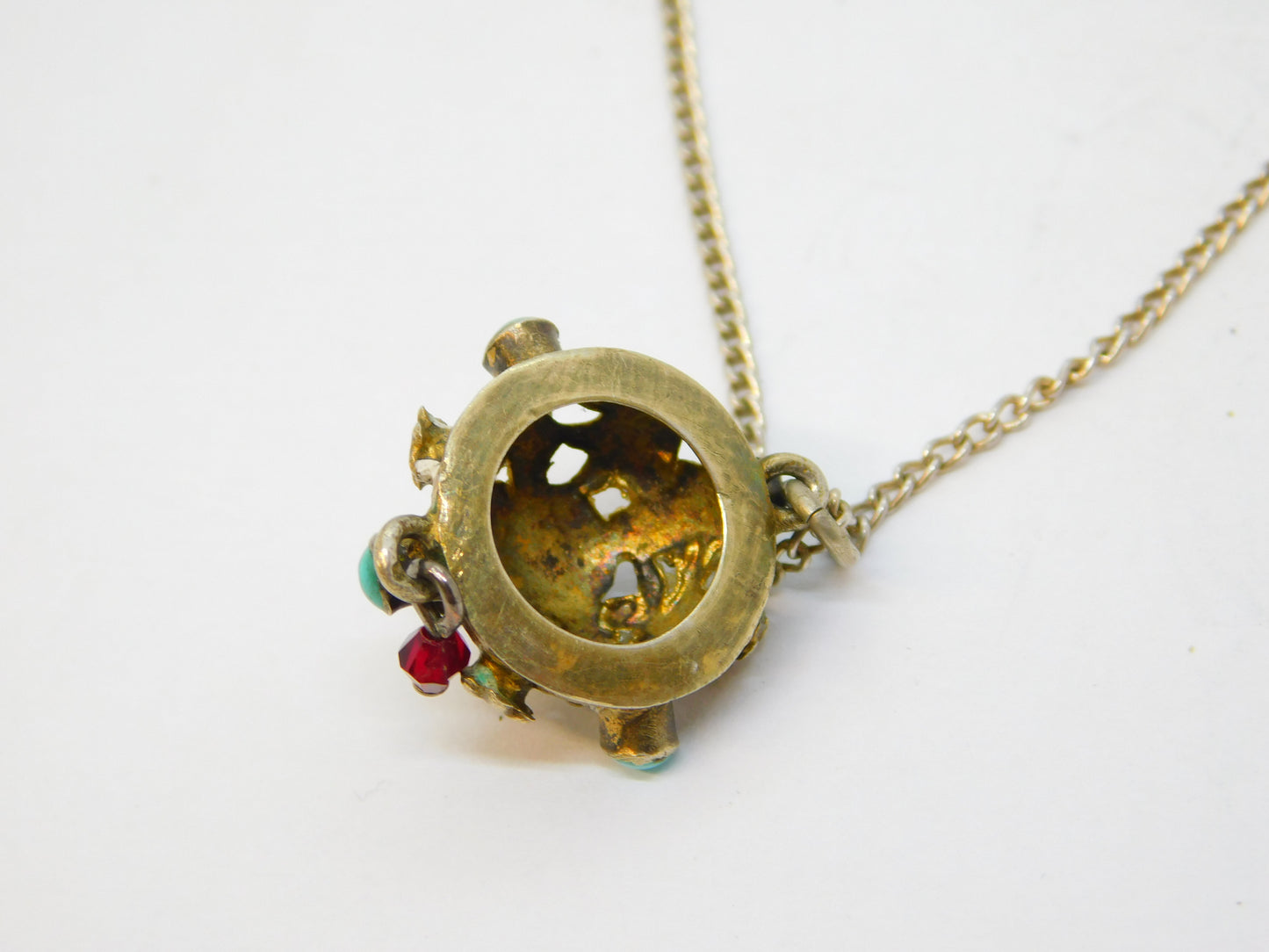 19th Century Austro-Hungarian Sterling Silver Gilt, Turquoise, Stone Set Pendant c1860