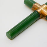 Edwardian 9ct Gold & Nephrite Jade Cross Pendant Antique 1903 Birmingham