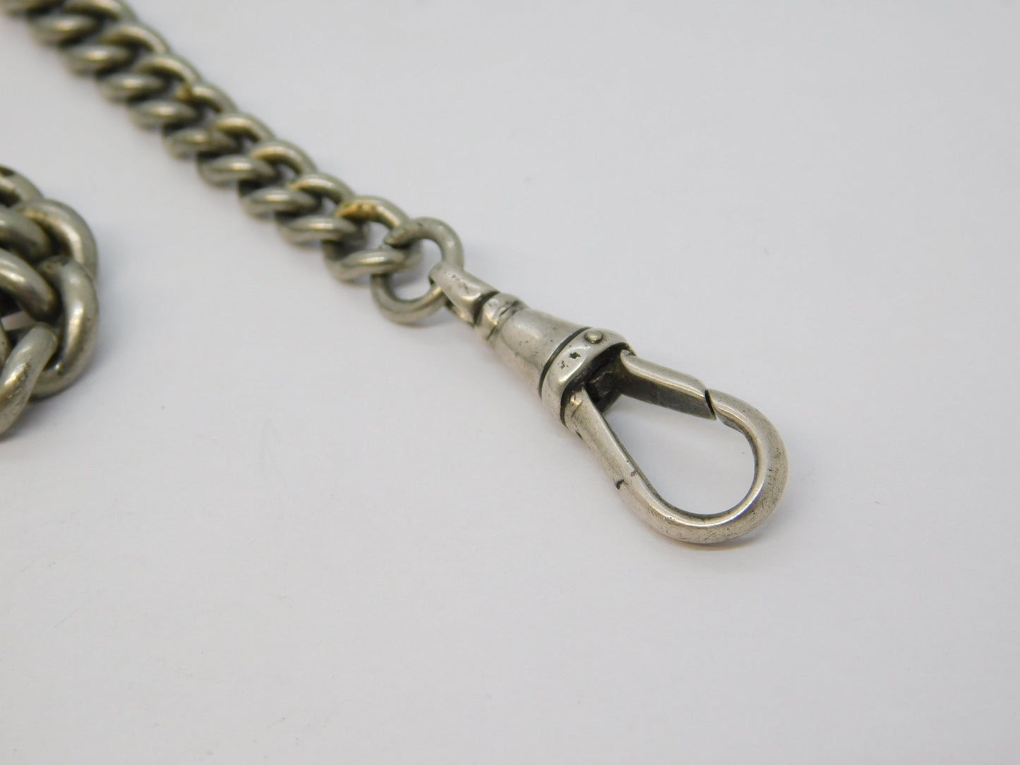 Edwardian Sterling Silver & White Metal Albert Watch Chain Antique 1902 Birmingham