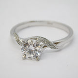 14ct White Gold & 1.1ct Brilliant Cut Diamond Solitaire Ring Vintage c2000
