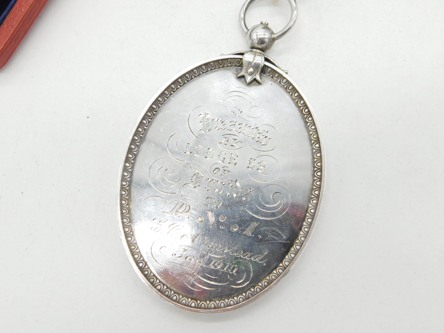 Boxed Edwardian Sterling Silver Ancient Order of Druids Jewel Medal 1910 Antique