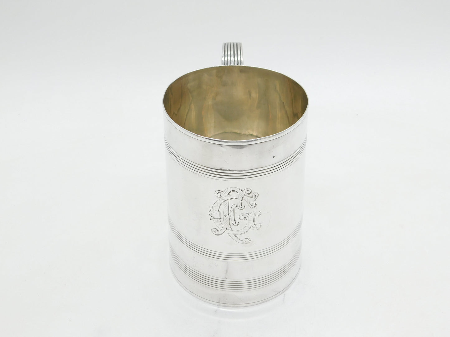 George III Large Sterling Silver Lined Pattern Quart Tankard Antique 1795 London