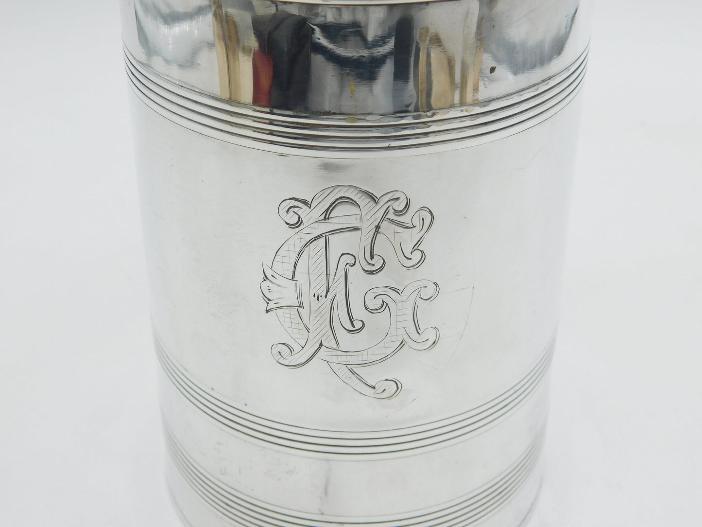George III Large Sterling Silver Lined Pattern Quart Tankard Antique 1795 London
