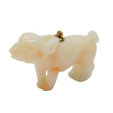 Victorian 9ct Gold & Carved Angel-Skin Coral Dog Charm Pendant Antique c1890