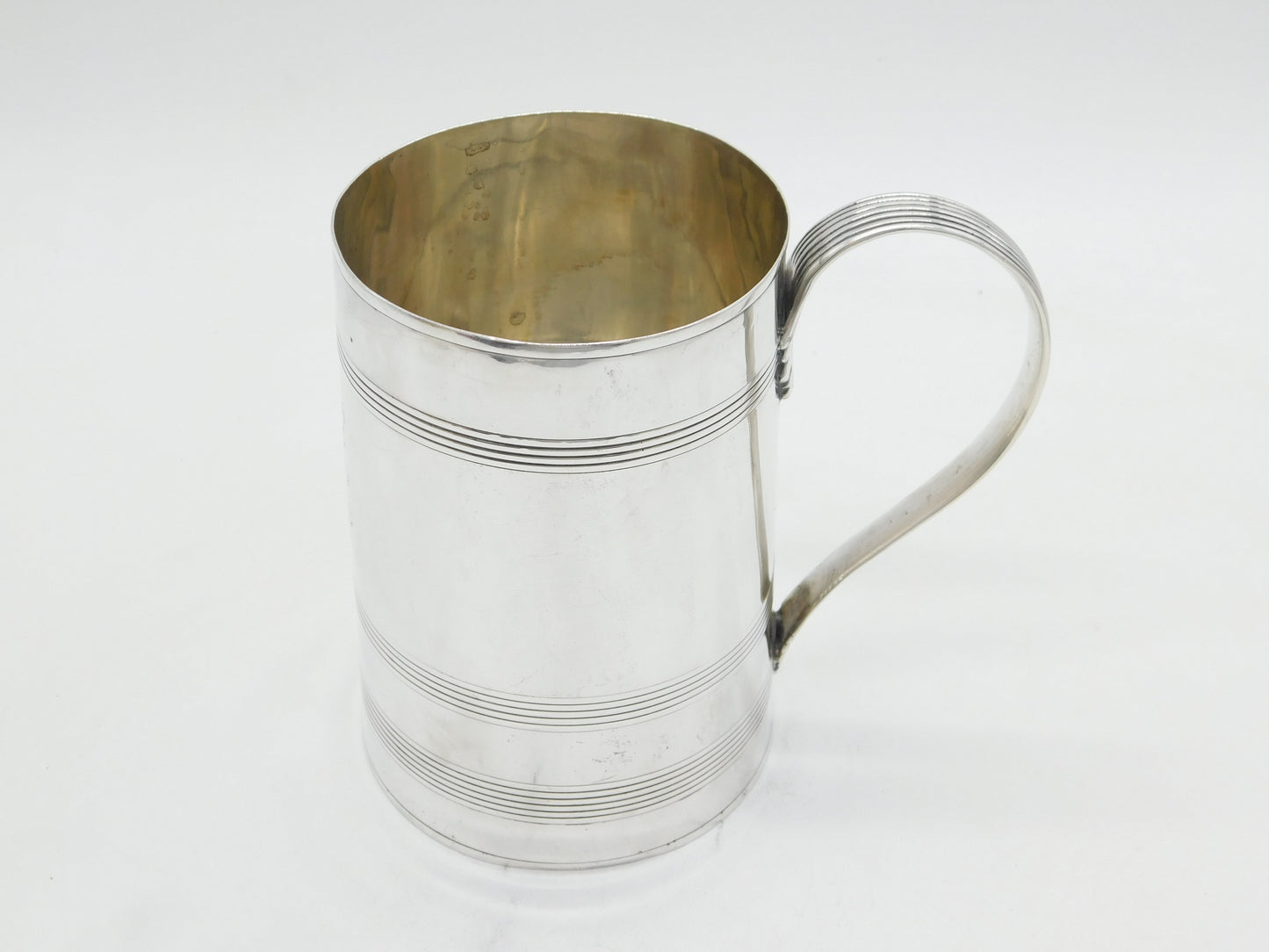 George III Large Sterling Silver Lined Pattern Quart Tankard Antique 1795 London