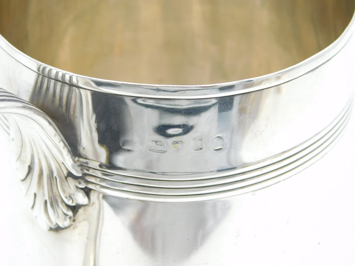 George III Large Sterling Silver Lined Pattern Quart Tankard Antique 1795 London