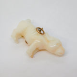 Victorian 9ct Gold & Carved Angel-Skin Coral Dog Charm Pendant Antique c1890